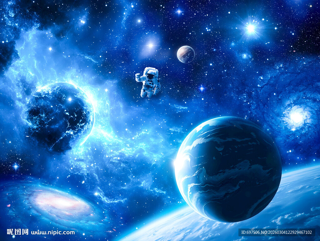 宇宙星球太空宇航员漩涡星空背景