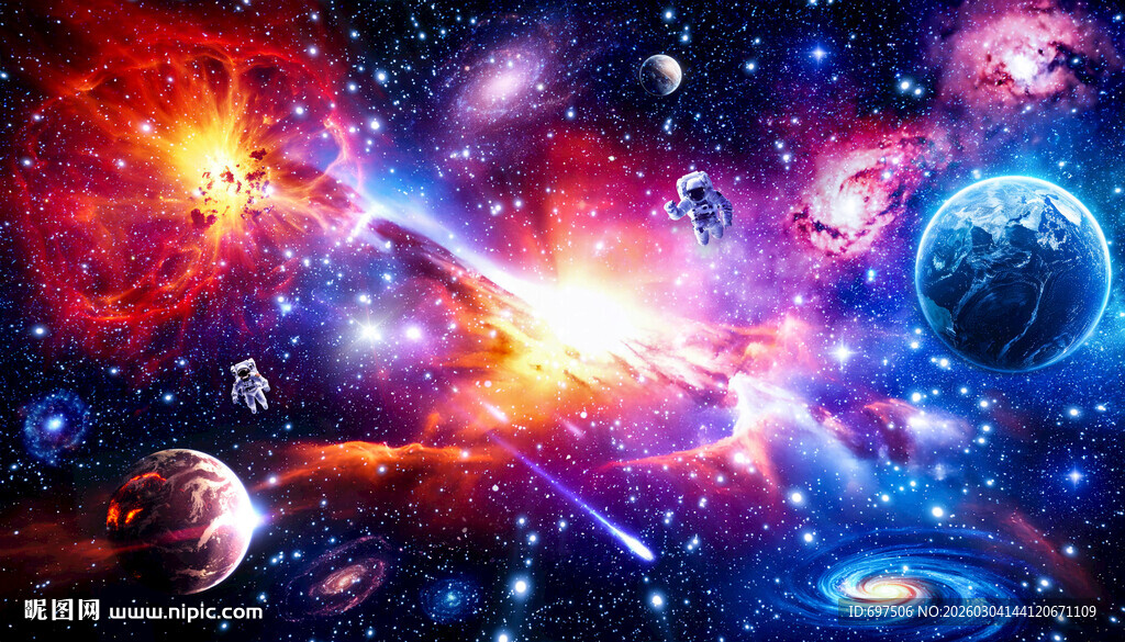 绚丽星空宇宙黑洞外太空星球背景