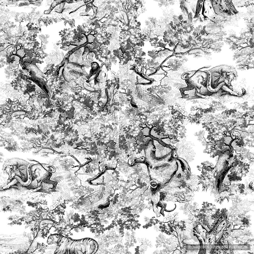 黑白虎纹图案纹理背景