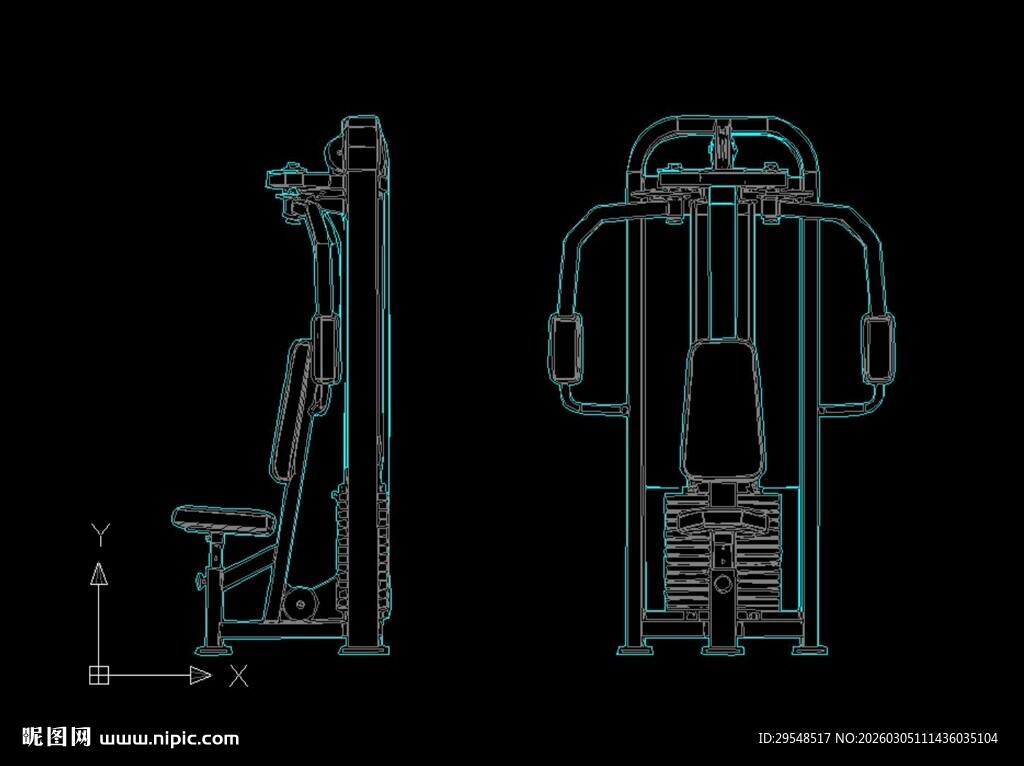 力量健身器材立面图纸