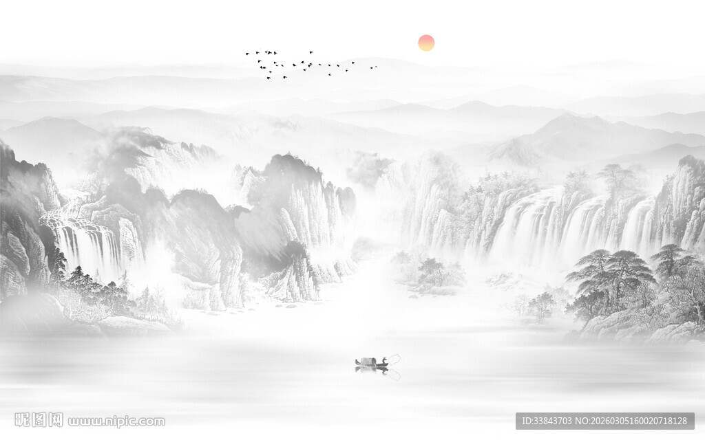 新中式水墨山水画