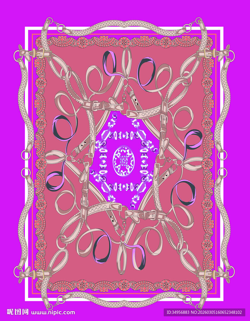 复古风粉色花纹装饰图案