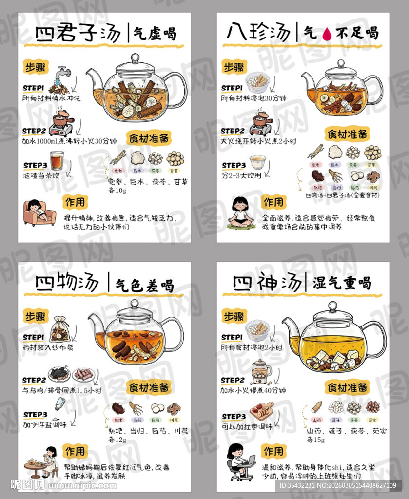 卡通风格养生茶饮海报