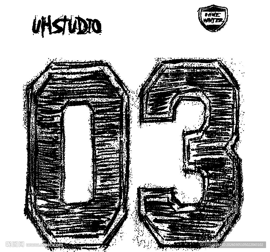 复古风格数字03图案设计