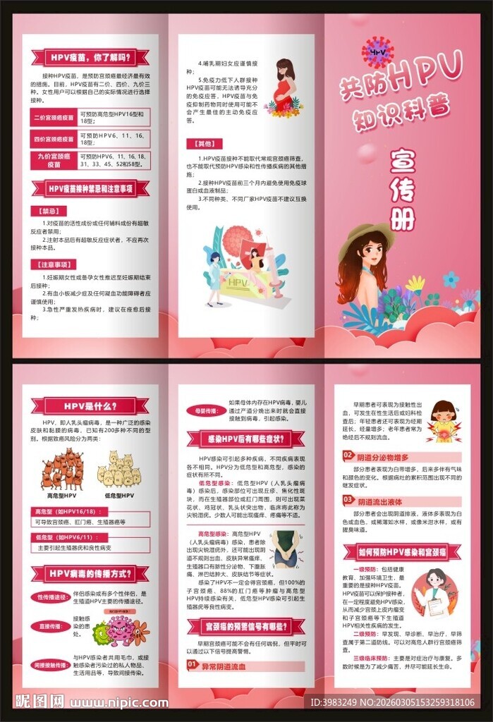HPV科普知识三折页
