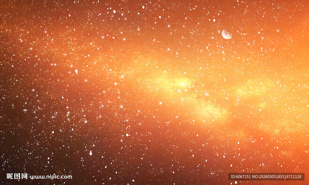 唯美橙色星空装饰画背景图