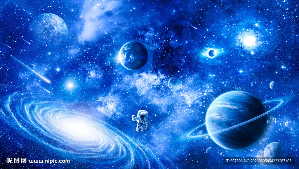 宇宙星球宇航员太空螺旋星空背景