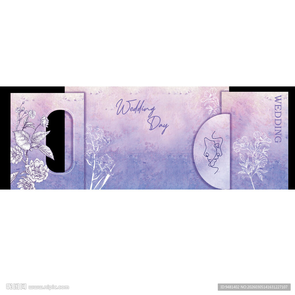 紫色莫奈婚礼舞台背景设计