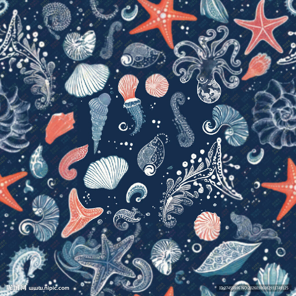 海洋元素图案的精美布料