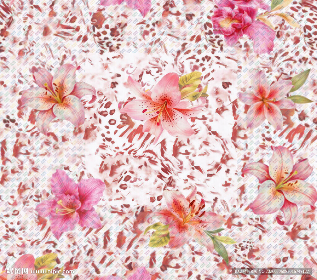 粉色花卉水彩图案背景
