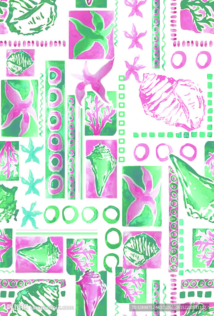 几何海元素手绘图案