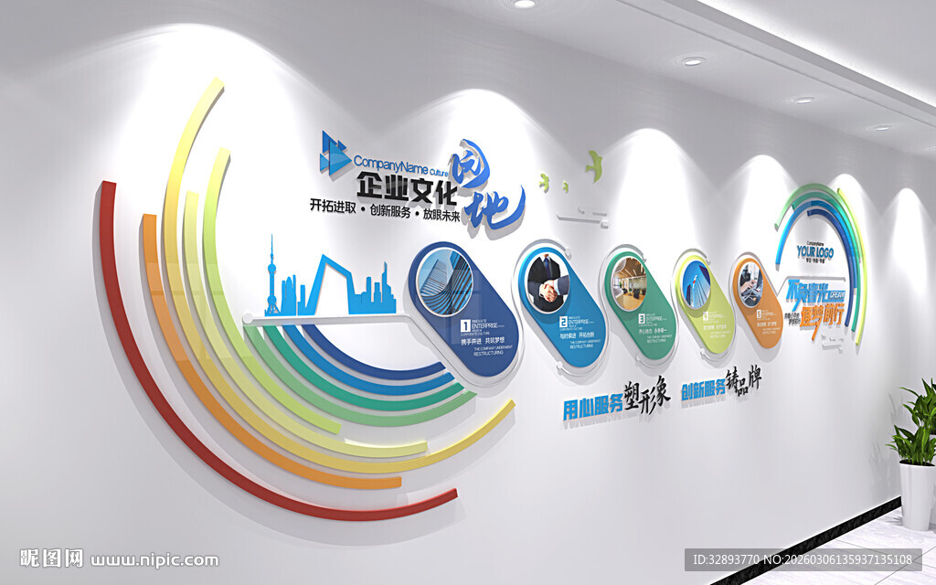 企业多彩文化墙展示