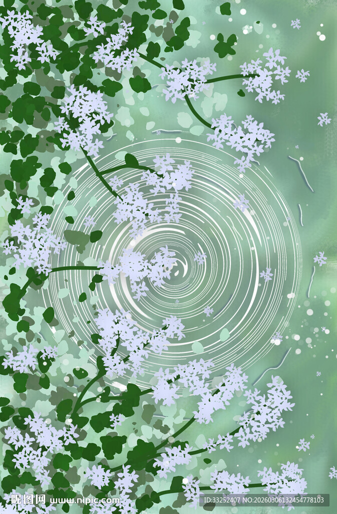 落花入水泛起圈圈涟漪