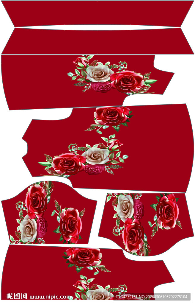 中式红色刺绣服饰设计图