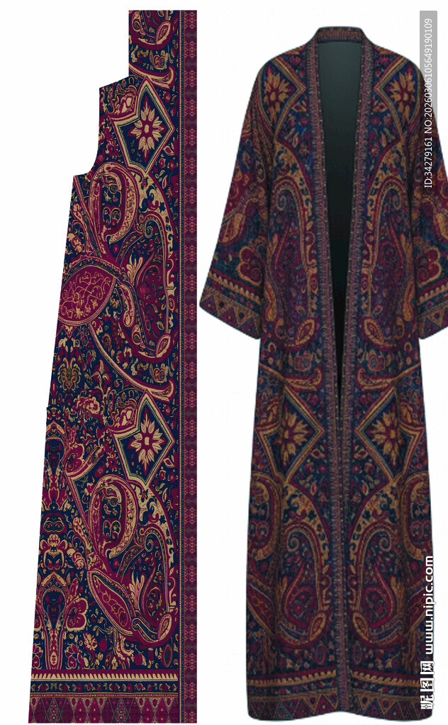 复古花纹长款民族风服饰