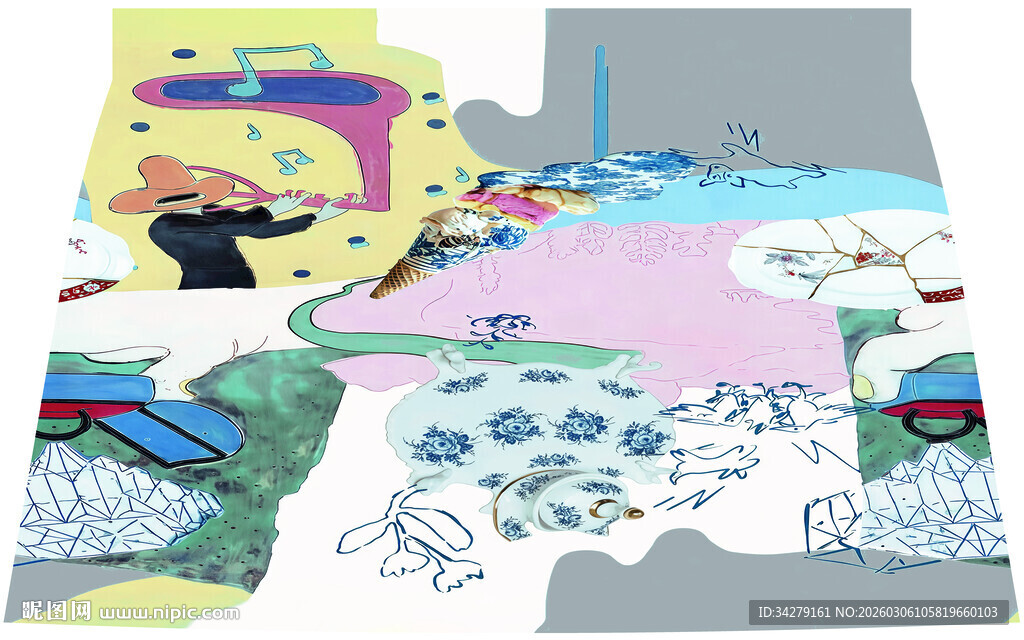 卡通风格多彩场景插画