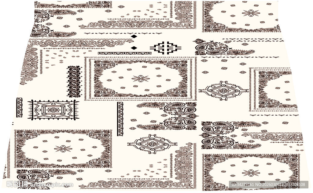 复古几何图案装饰布料