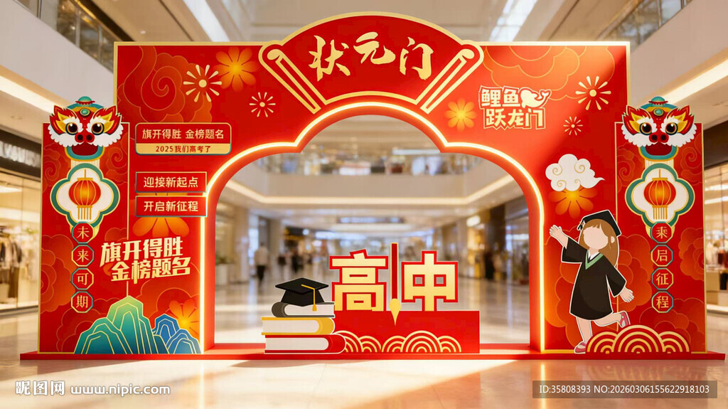 红色中式状元门