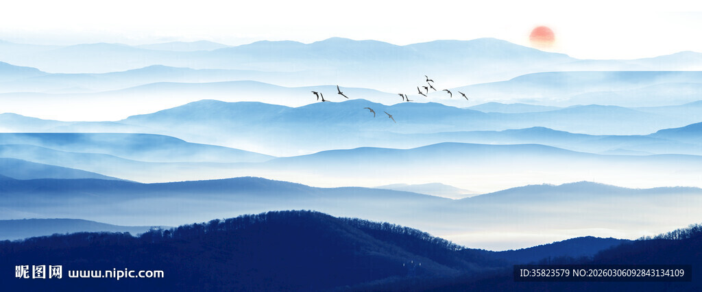 国画水墨山水画