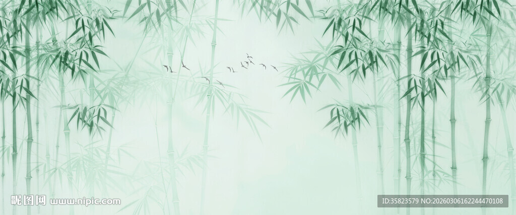 新中式简约竹子屏风背景