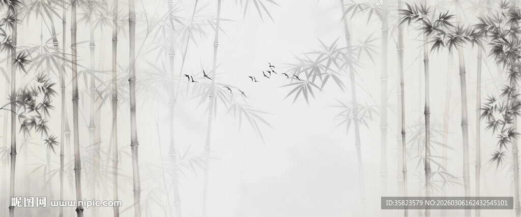 新中式水墨竹子 竹影