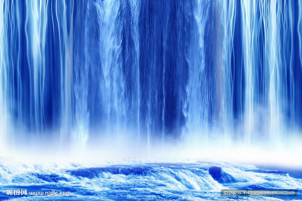 高清蓝色瀑布