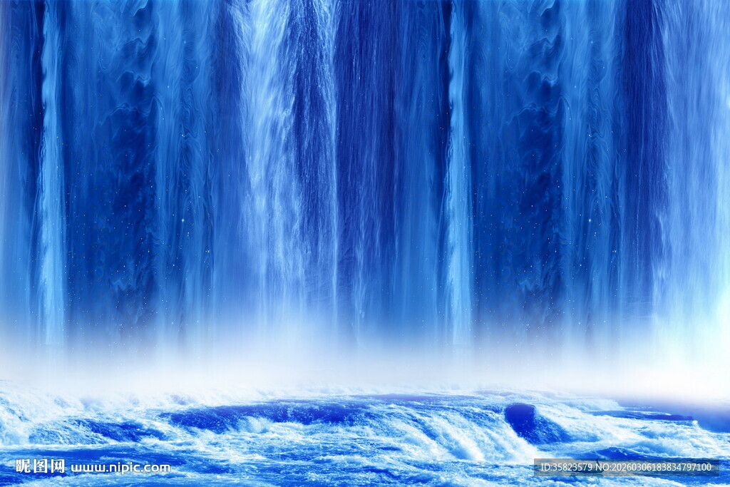 源远流长瀑布山水画背景图