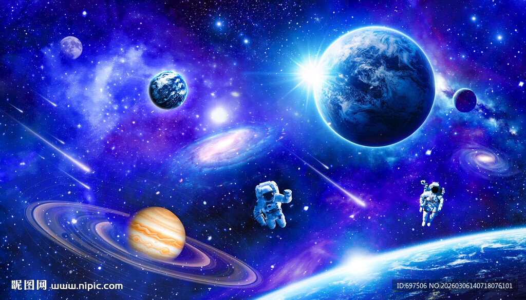 太空星球宇航员银河星空宇宙背景