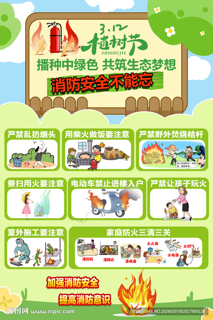 312植树节防火海报