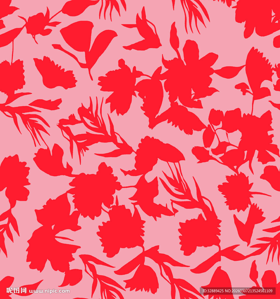 粉色底红色花卉图案纹理