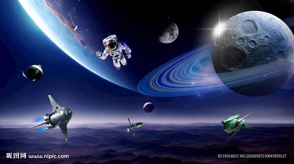 梦幻宇宙星空宇航员星球太空背景