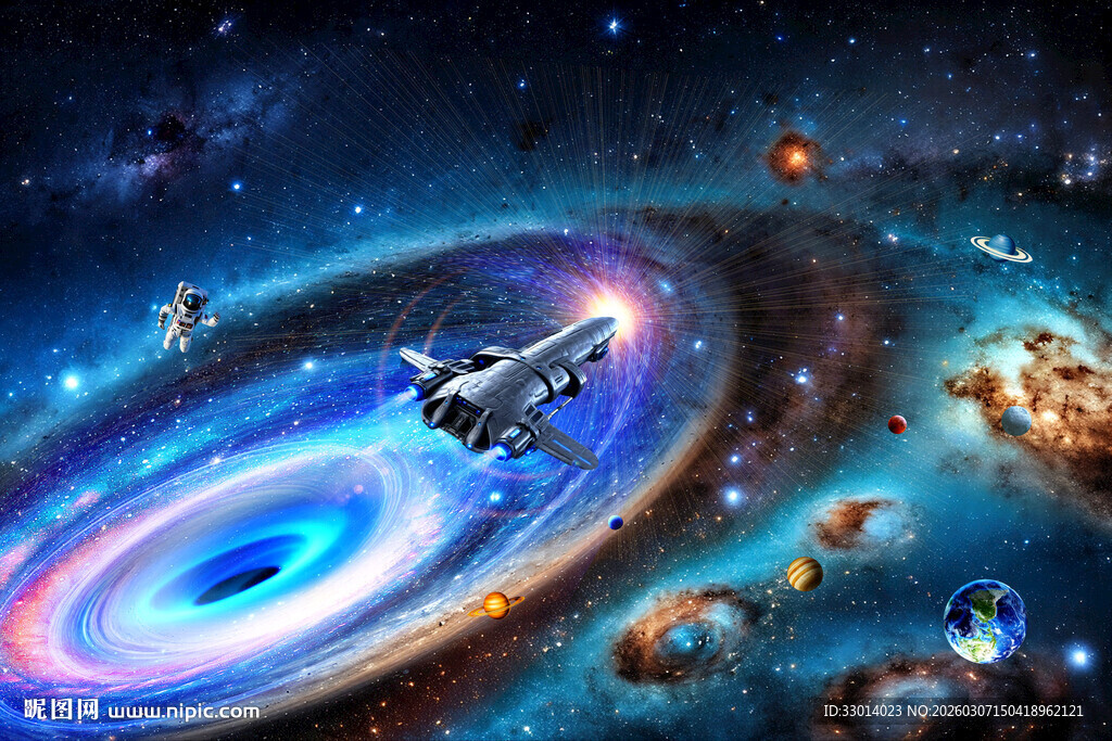 梦幻星空宇宙外太空黑洞星球背景