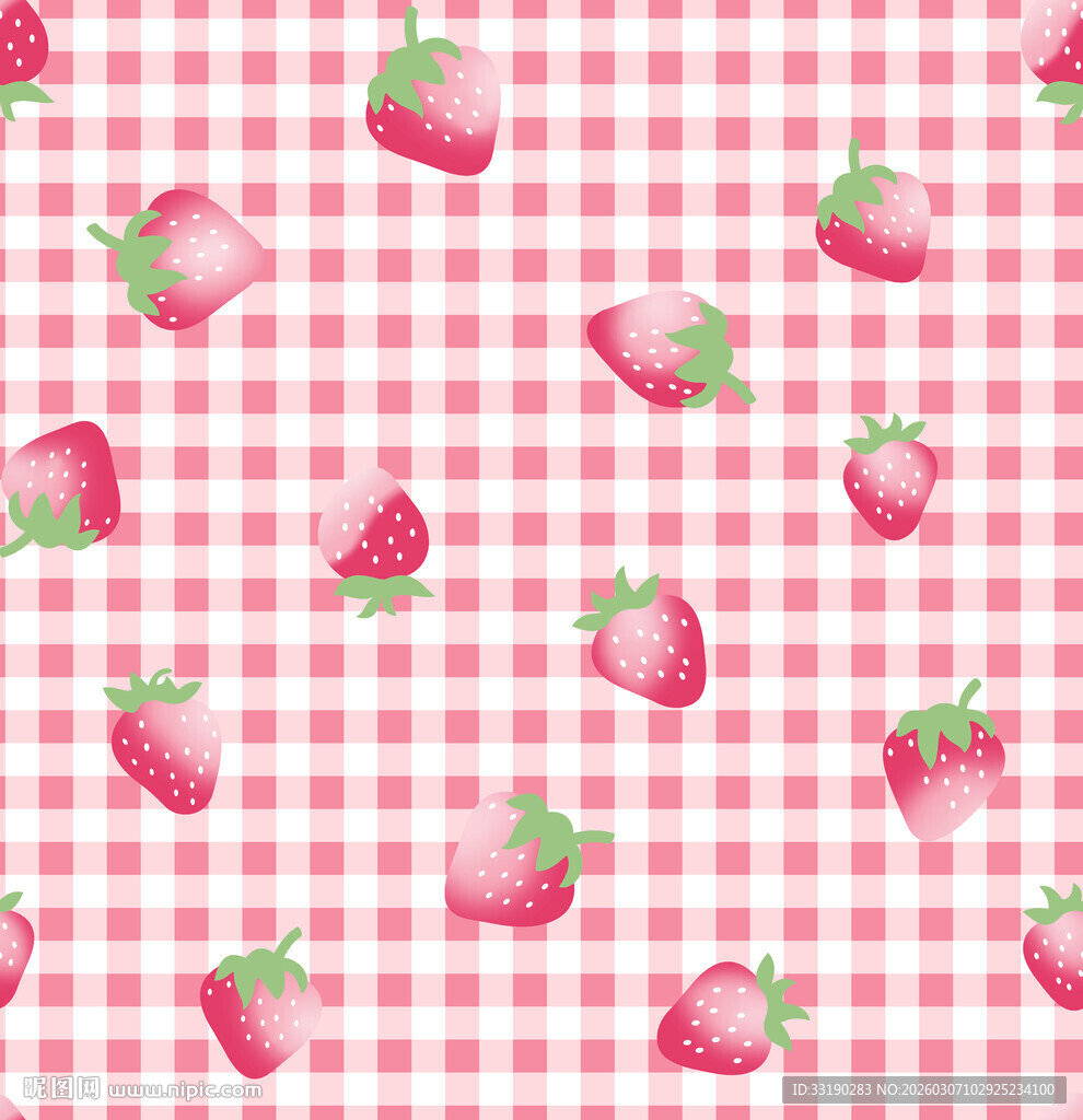 草莓格子图案背景