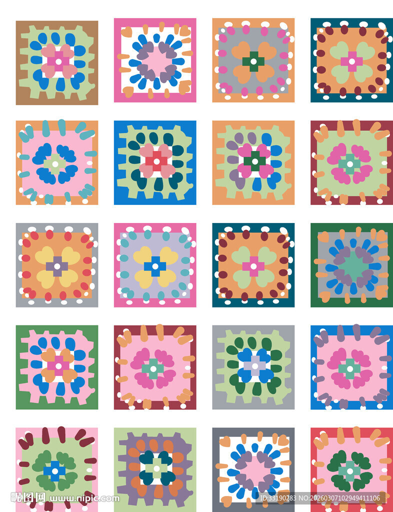 多彩几何图案拼接花样