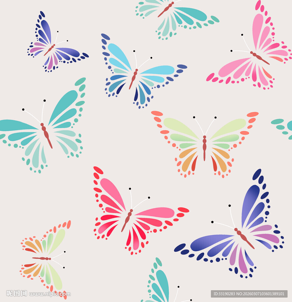 多彩蝴蝶图案背景