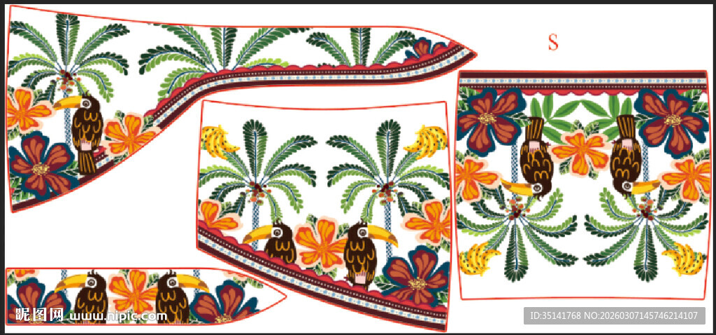 热带风情花卉图案设计