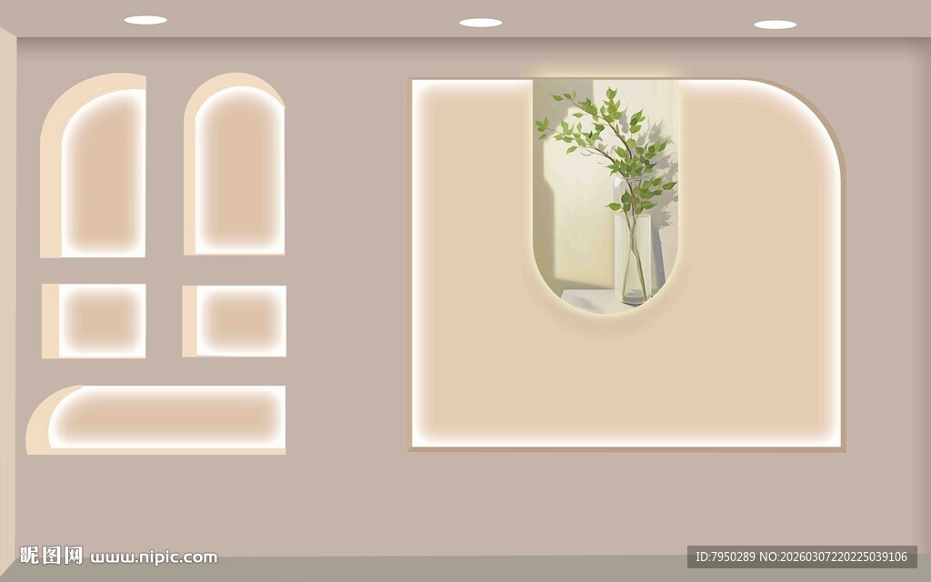 简约墙面装饰花瓶图案设计