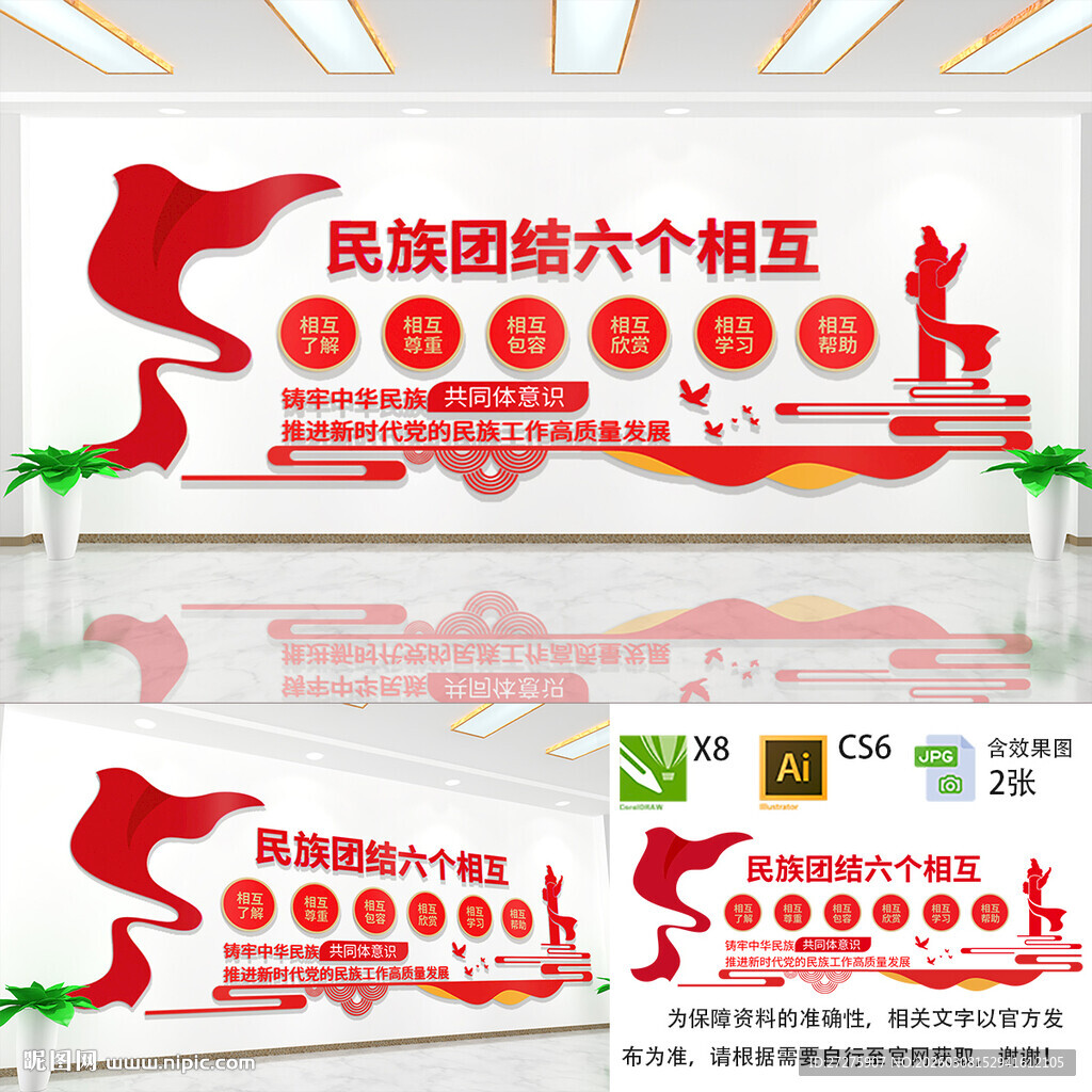 民族团结六个相互文化墙