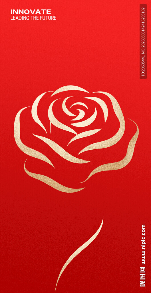 金色玫瑰红底图案