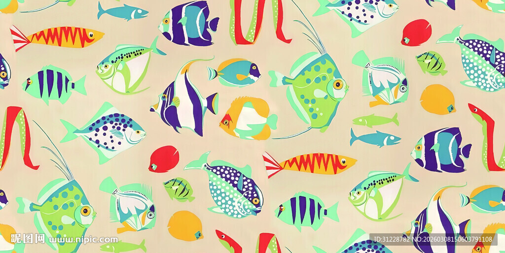 多彩卡通海洋生物图案