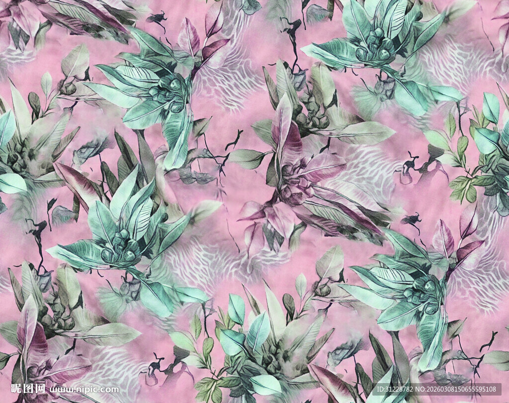 粉色火烈鸟花卉图案背景
