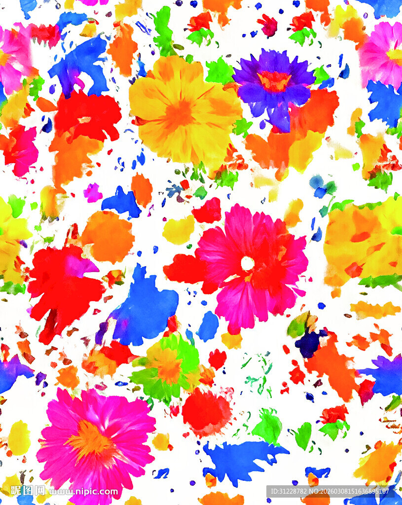 缤纷多彩花卉抽象图案