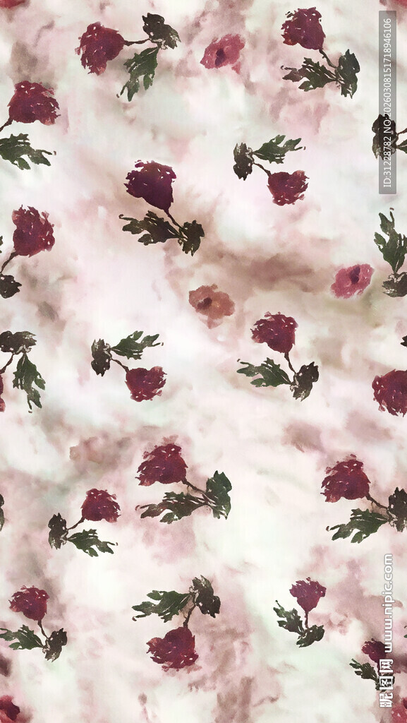 粉色玫瑰碎花布料图案