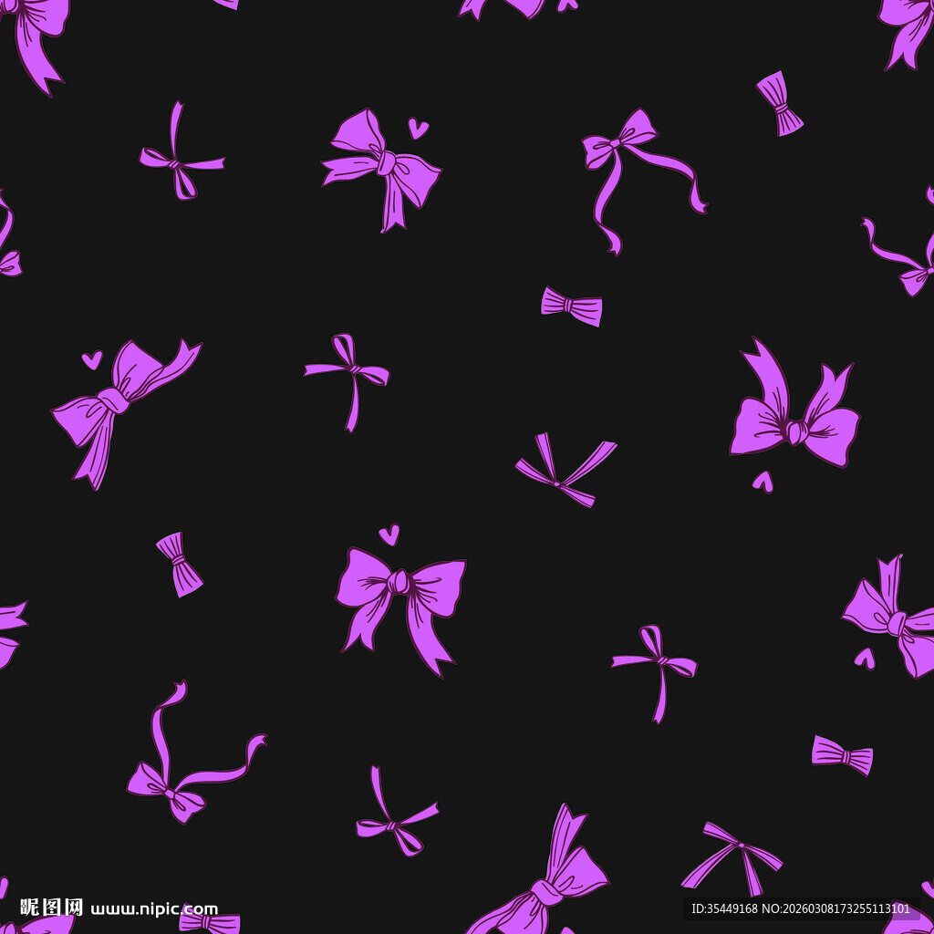 紫色蝴蝶结黑色背景图案