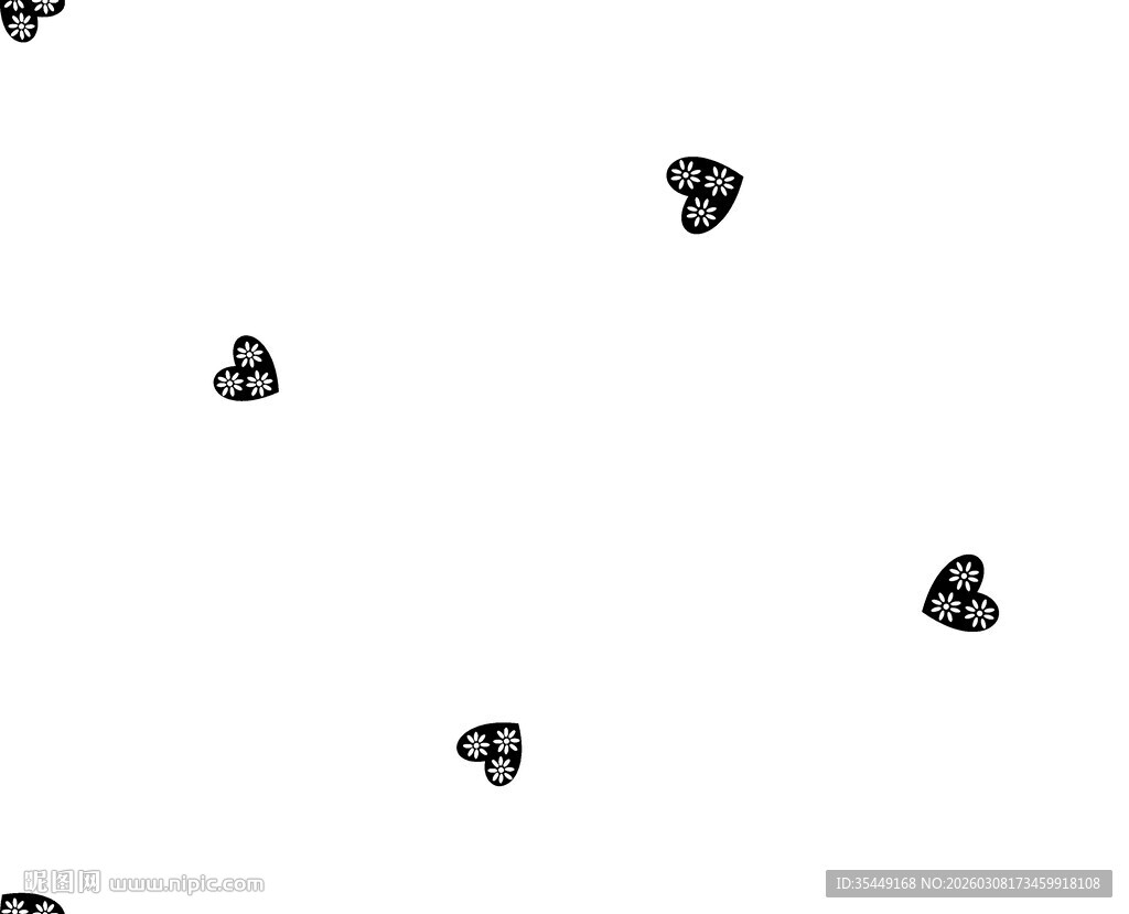 黑色图案散布于白色背景