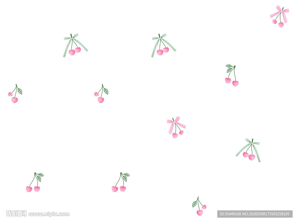 樱桃图案白色背景纹理