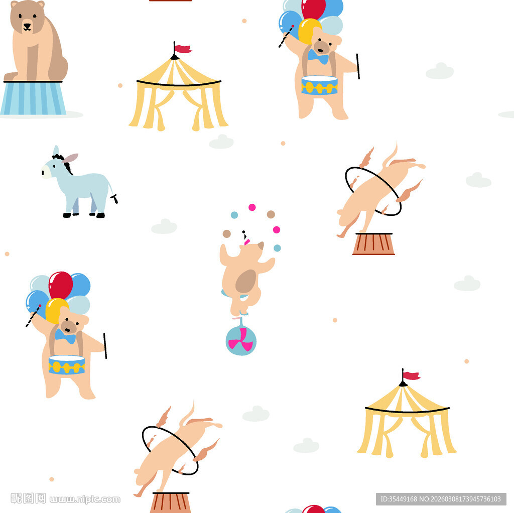 欢乐马戏团动物表演图案