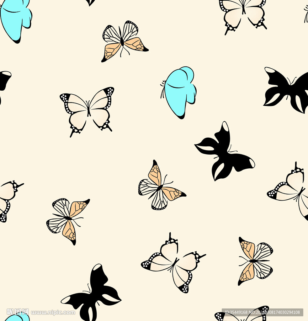 蝴蝶图案背景 清新自然风
