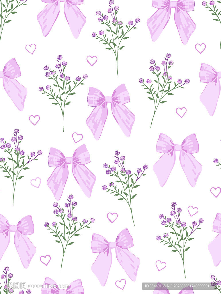 淡紫色蝴蝶结花朵图案背景