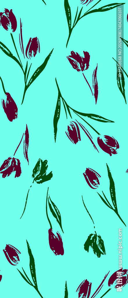 蓝底花卉图案纹理设计